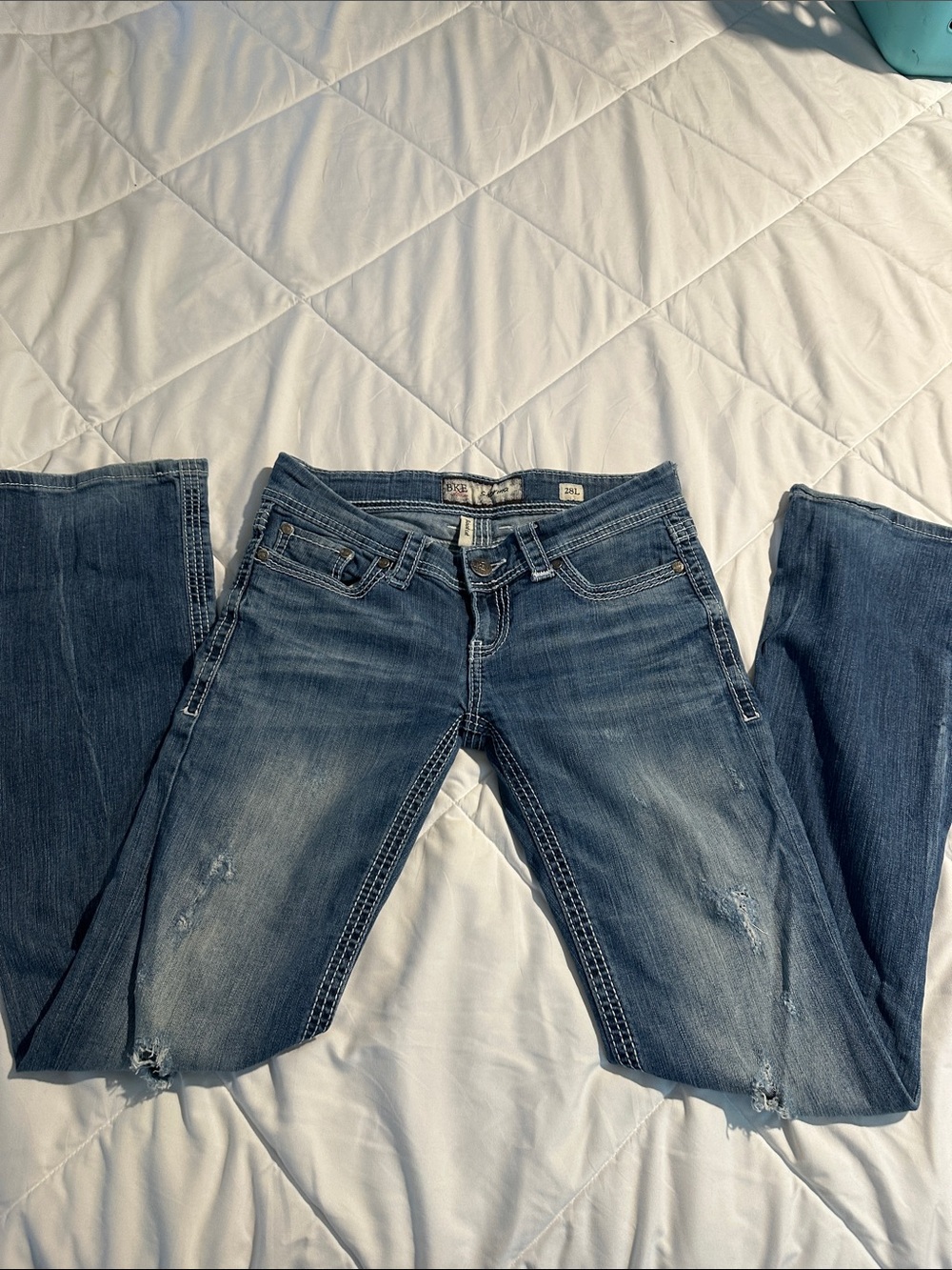 BKE Women's Faded Blue Bootcut Jeans